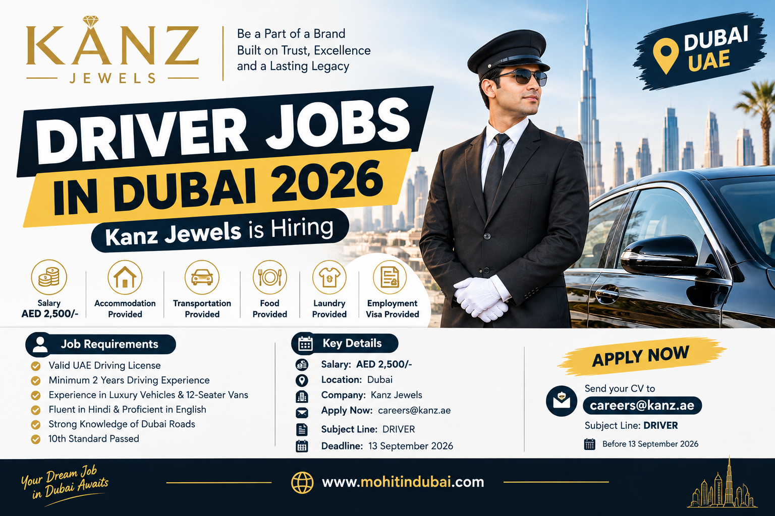 Driver Jobs in Dubai 2026 – Kanz Jewels