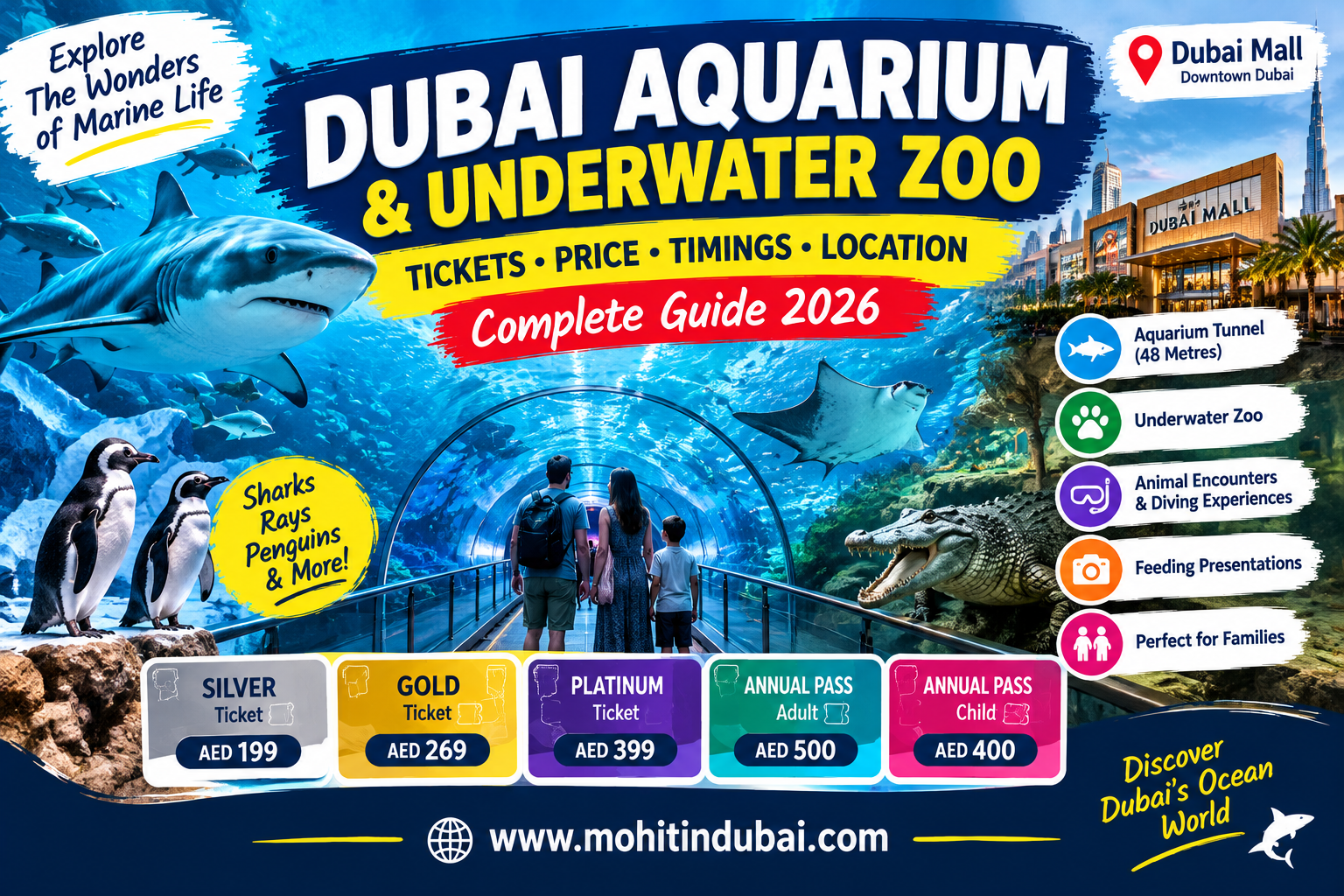 Dubai Aquarium 2026 tickets price and Underwater Zoo