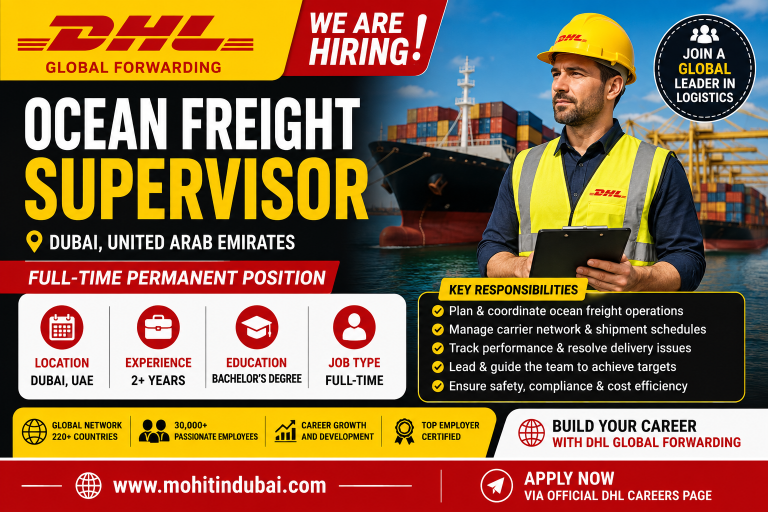 Ocean Freight Supervisor Jobs in Dubai 2026 DHL