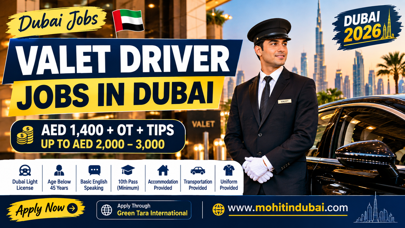 Valet Driver Jobs in Dubai 2026