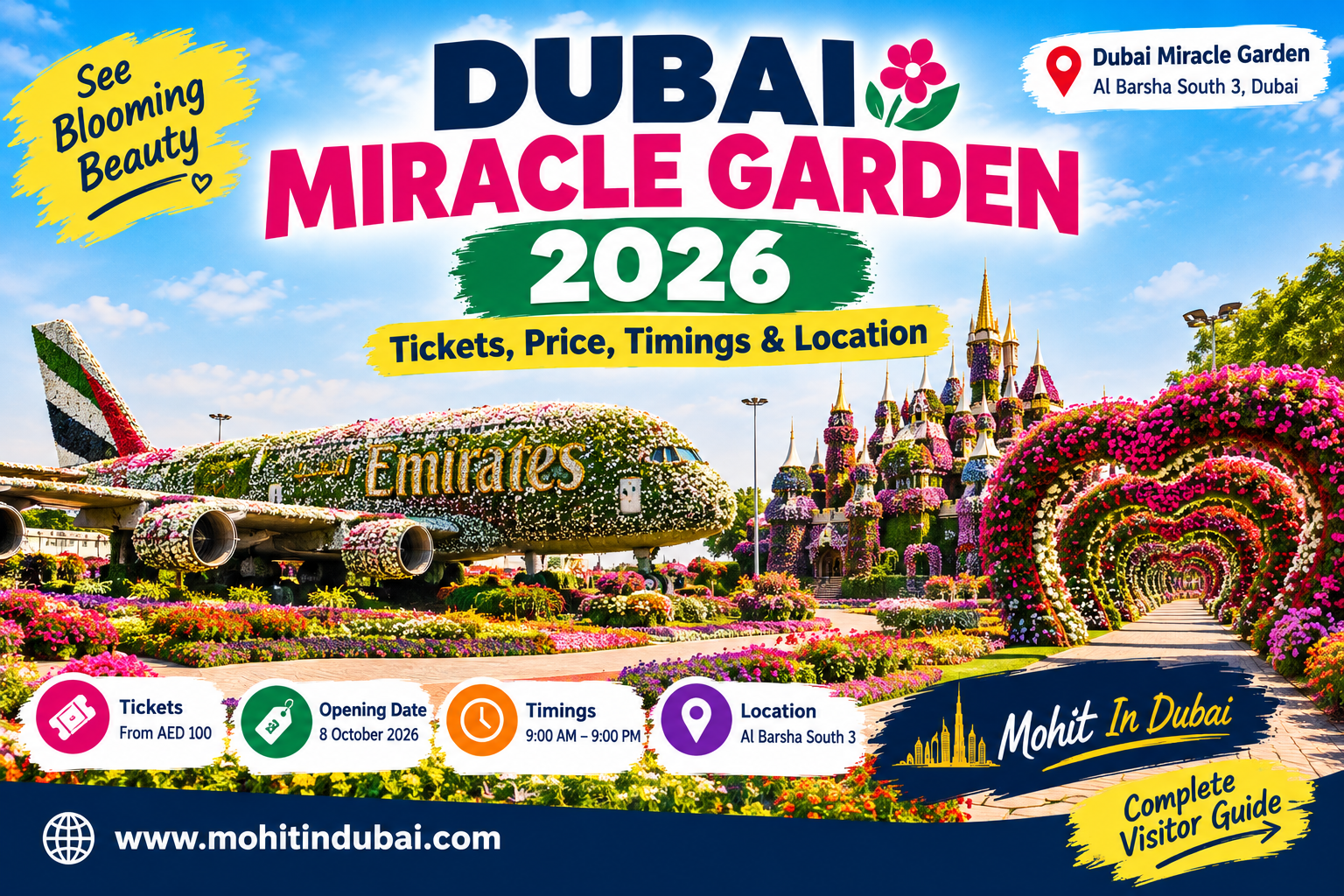 Dubai Miracle Garden 2026 tickets price timings and floral displays
