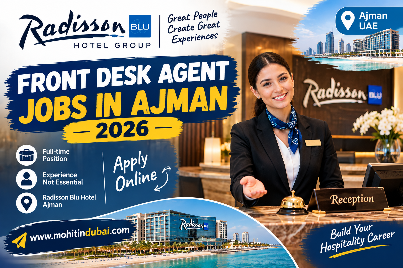 Front Desk Agent Jobs in Ajman 2026 at Radisson Blu Hotel